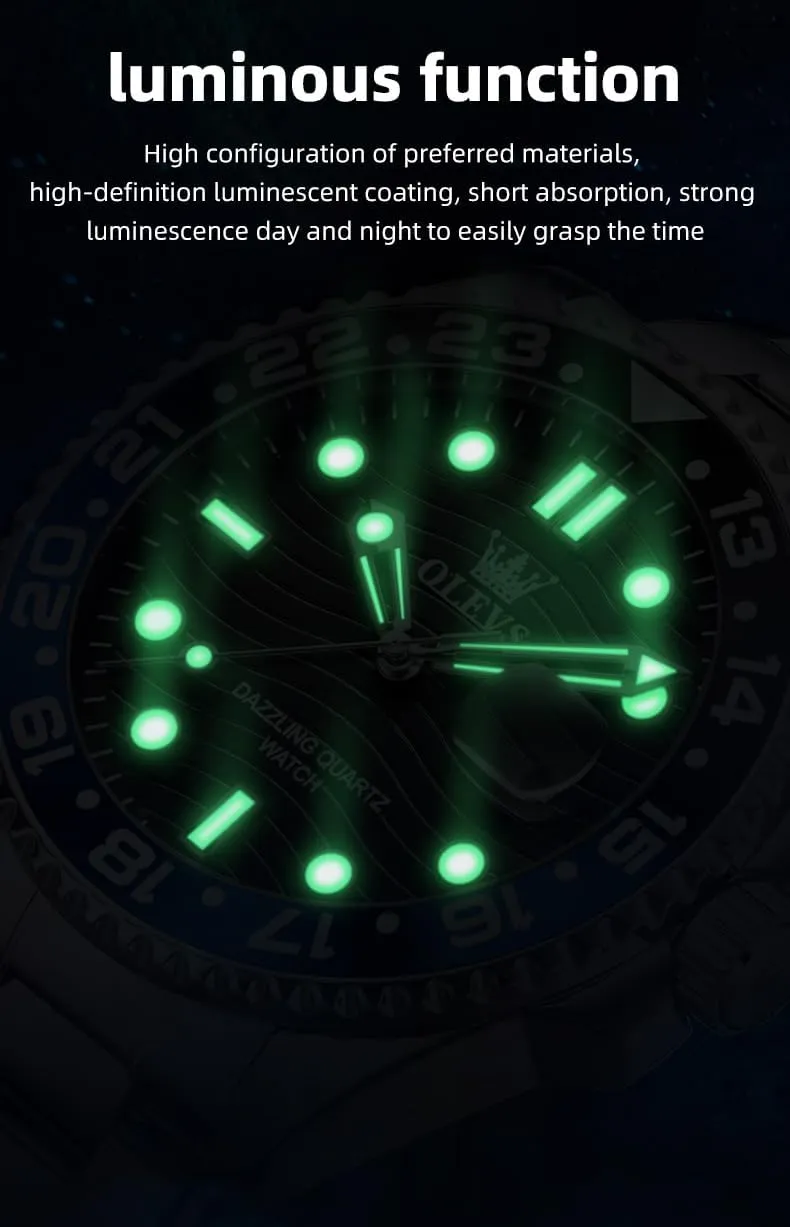 OLEVS Men Skeleton Watches Stainless Steel Analog Quartz Moon Phase Male Watch, Diamond Multi Calendar Chronograph Watch,Waterproof Wrist Watch for Men