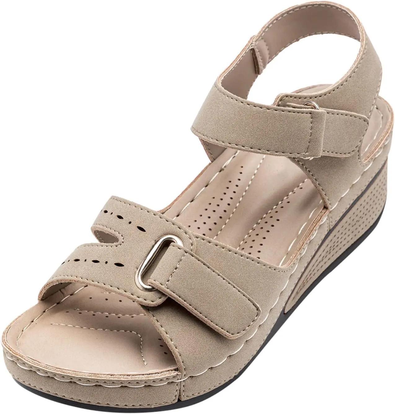 Orthopedic Sandals for Women Fashion, Open Toe Ankle Strap Platform Sandals Casual Strappy Low Wedges Slip on Sandals