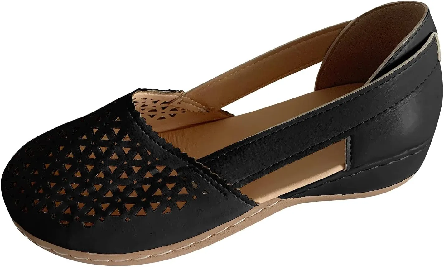 Orthopedic Wedge Sandals for Women Summer Dressy Closed Toe Hollow Out Wedge Sandals Casual Slip-On Slippers Comfortable