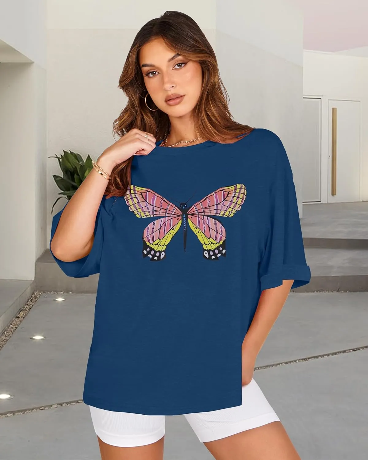 Oversized Tshirts for Women Summer Short Sleeve Casual Basic Tee Tops Loose Fit Shirts