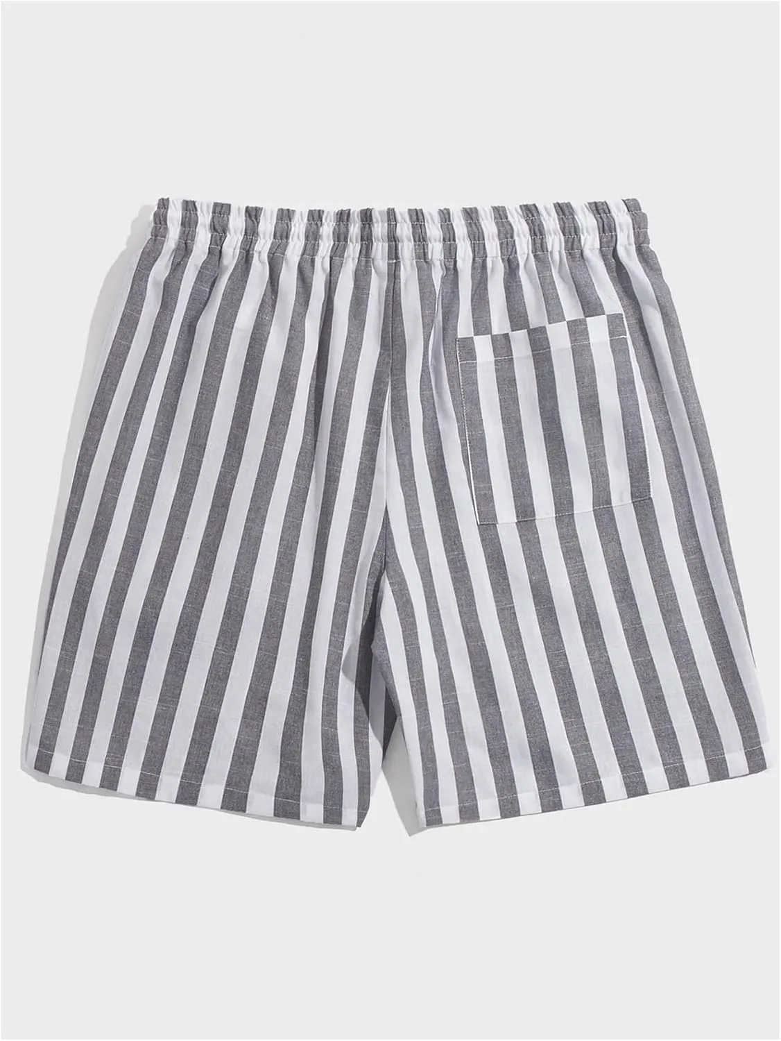OYOANGLE Men's Striped Drawstring Shorts Elastic Waist Summer Shorts with Pocket