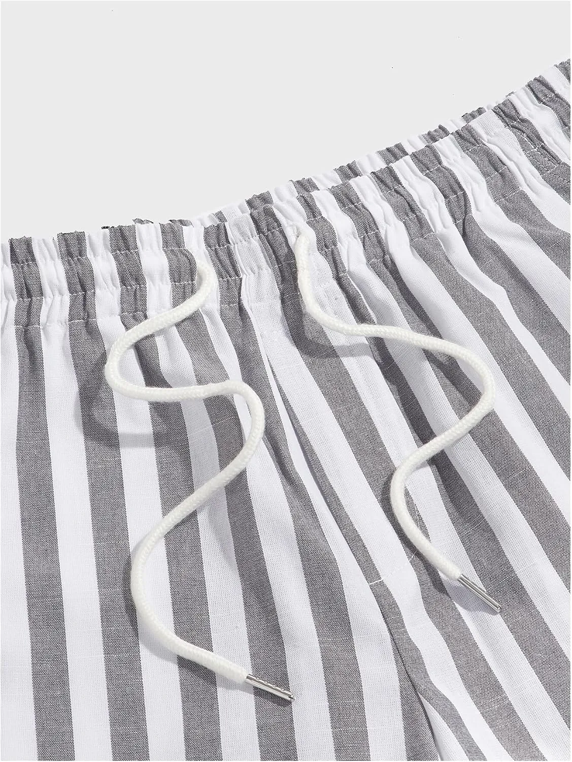 OYOANGLE Men's Striped Drawstring Shorts Elastic Waist Summer Shorts with Pocket