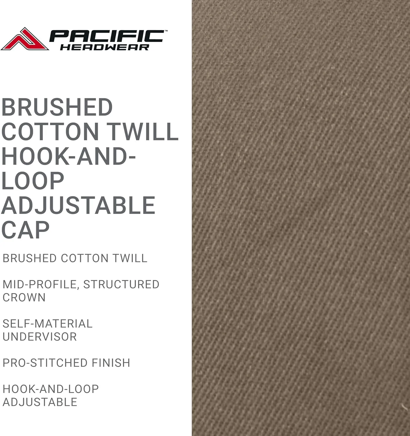 Pacific Headwear Brushed Cotton Twill Hook-and-Loop Adjustable Cap