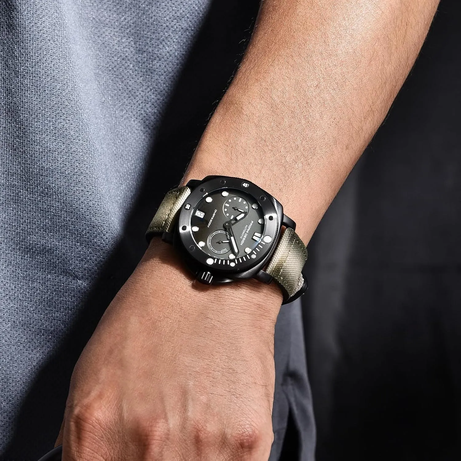 Pagani Design Watches for Men Sapphire Glass Mens Automatic Watch 200M Waterproof Sport Casual Calendar Men's Watch with Nylon Strap