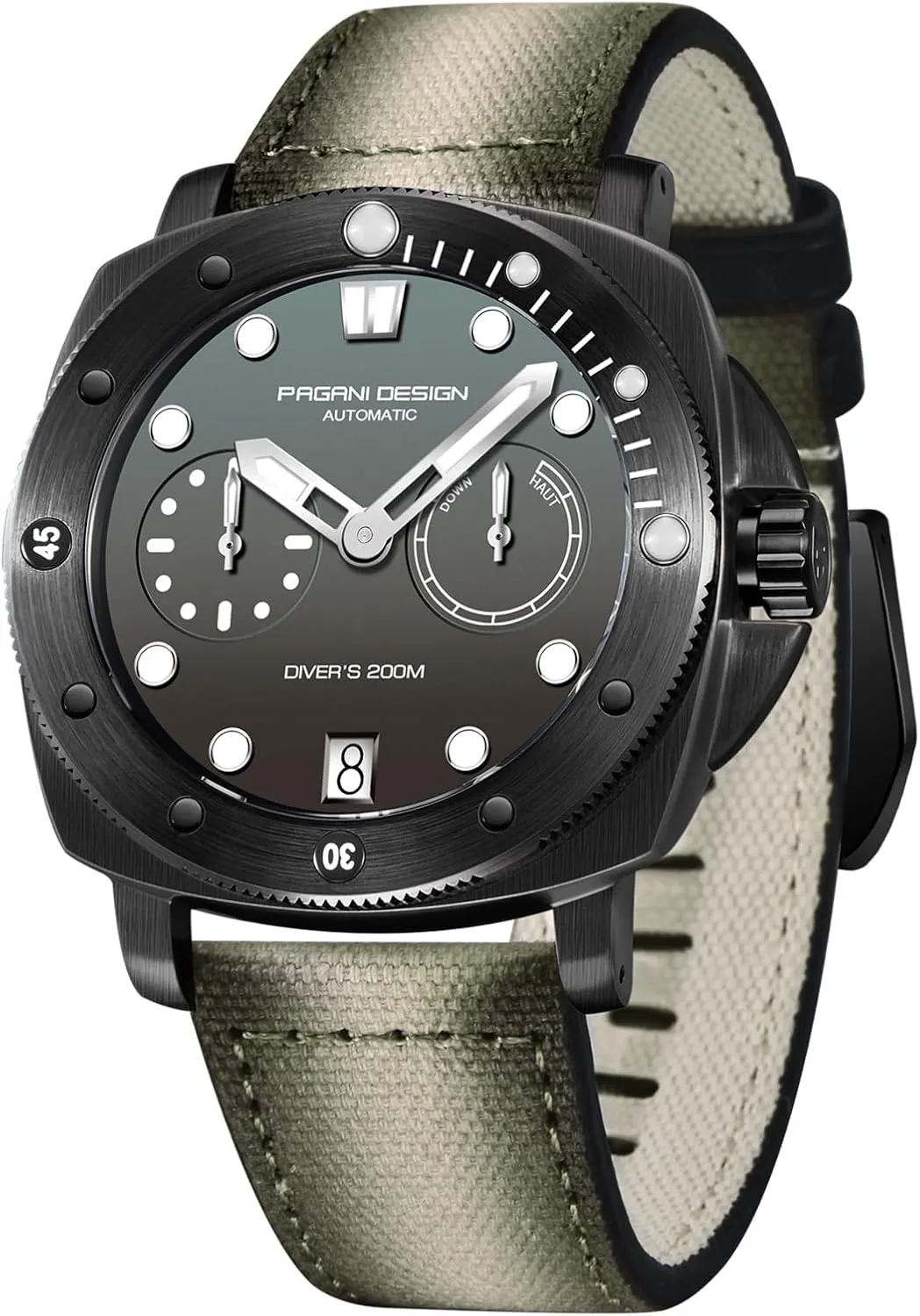 Pagani Design Watches for Men Sapphire Glass Mens Automatic Watch 200M Waterproof Sport Casual Calendar Men's Watch with Nylon Strap
