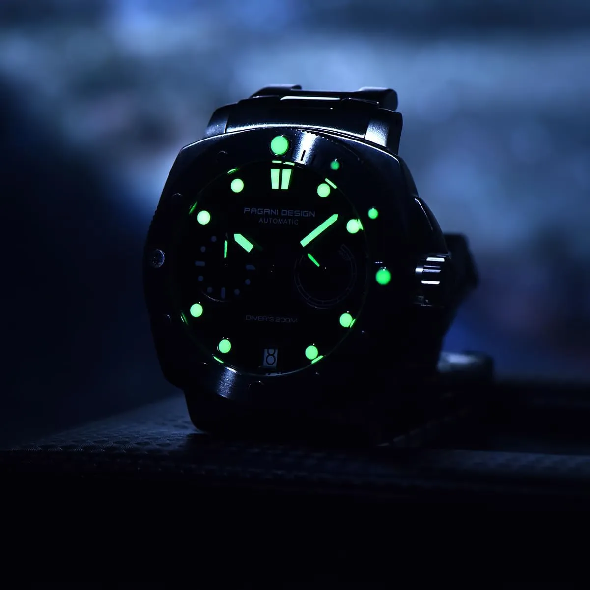 Pagani Design Watches for Men Sapphire Glass Mens Automatic Watch 200M Waterproof Sport Casual Calendar Men's Watch with Nylon Strap