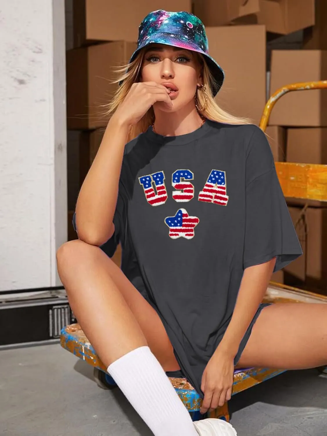 Party in The USA T-Shirt Women 4th of July Independence Day Shirts Funny Patriontic Graphic Short Sleeve Tee Tops
