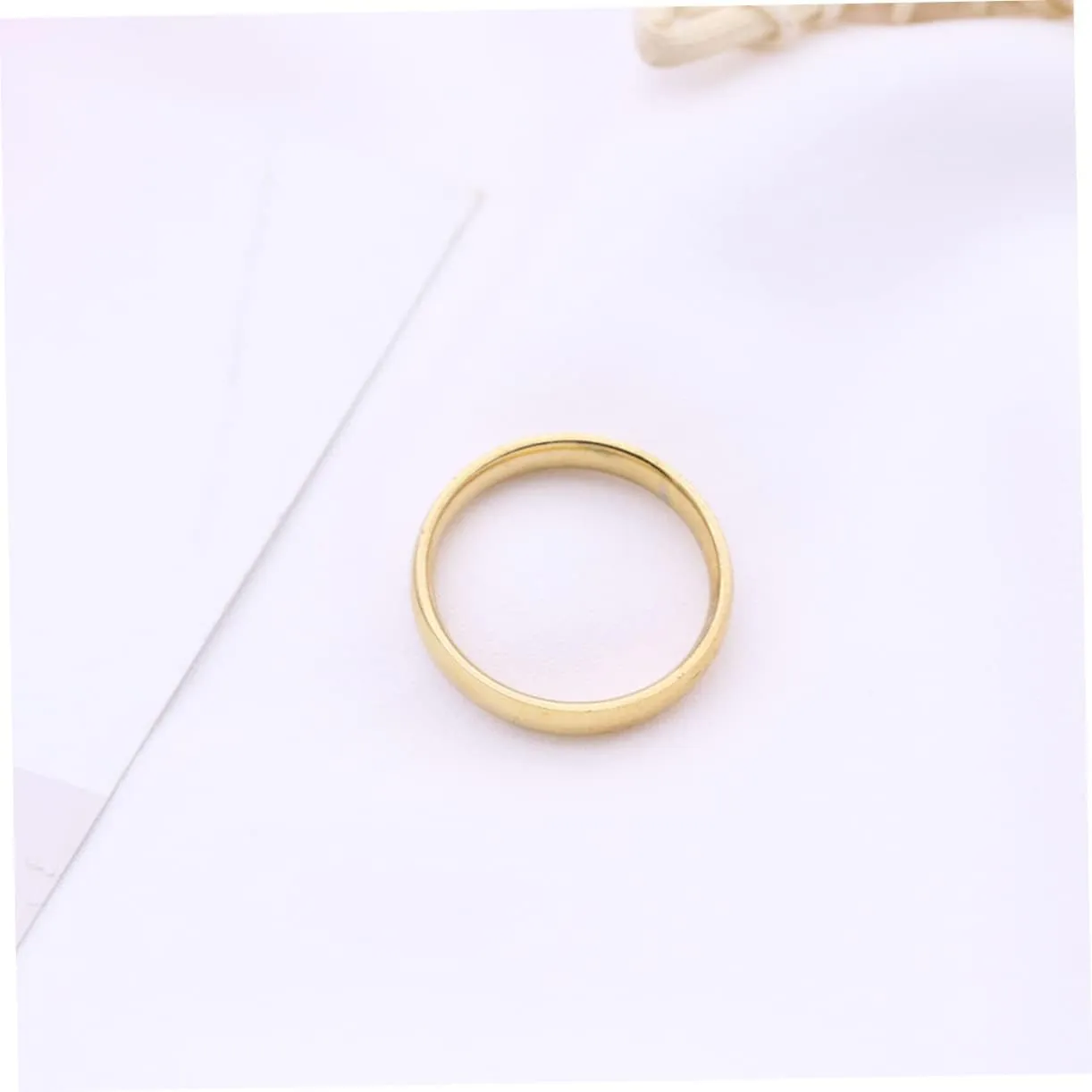 PartyKindom Simple Fashion Smooth Single Forefinger Ring for Women Men Inner Diameter Gold Color Easy to Match