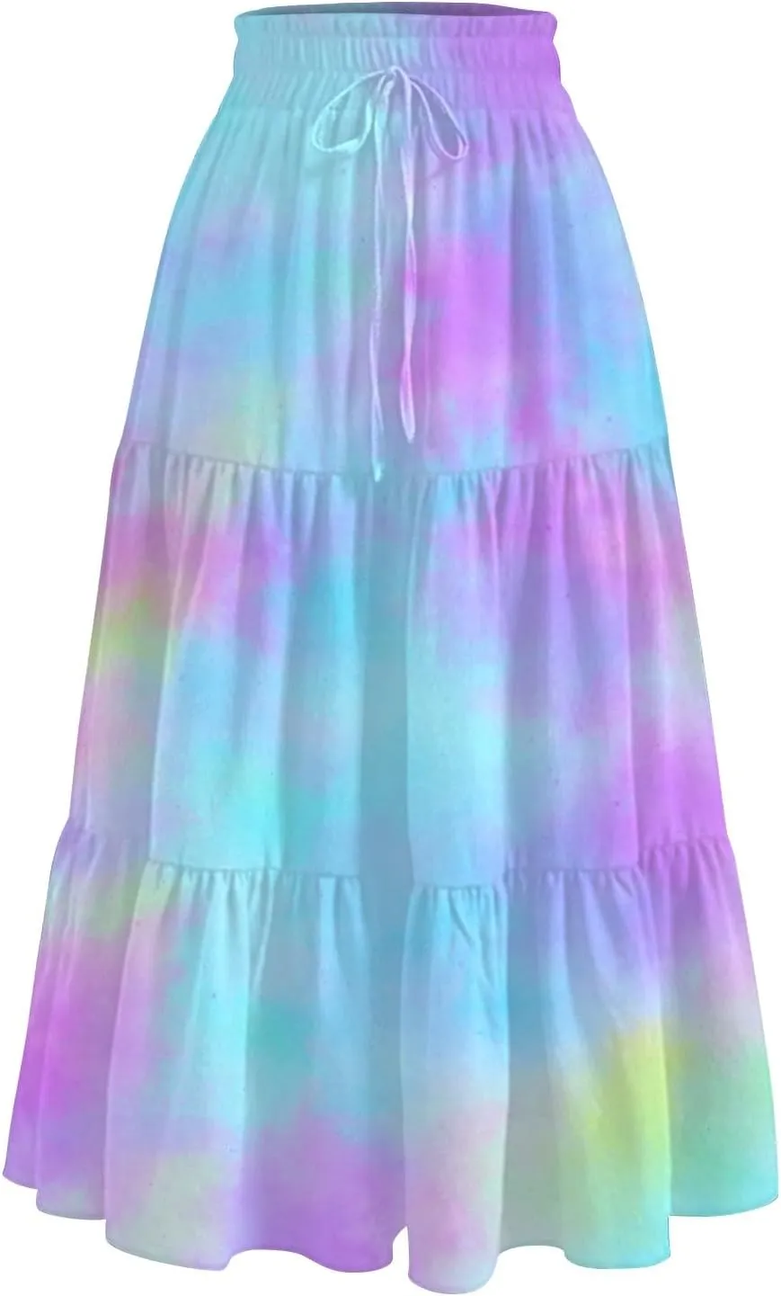 Partys Tapered Hems Skirts Ladies Pop Summer Cozy Loose Women Floral Elastic Waist