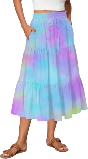 Partys Tapered Hems Skirts Ladies Pop Summer Cozy Loose Women Floral Elastic Waist