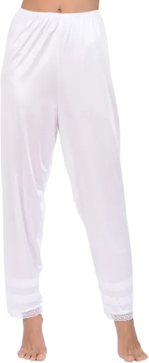 Patricia Lingerie Women's Silky Soft Satin Polyester Snip-it Pant Slip with Cushioned Elastic Waistband and Lace Trim