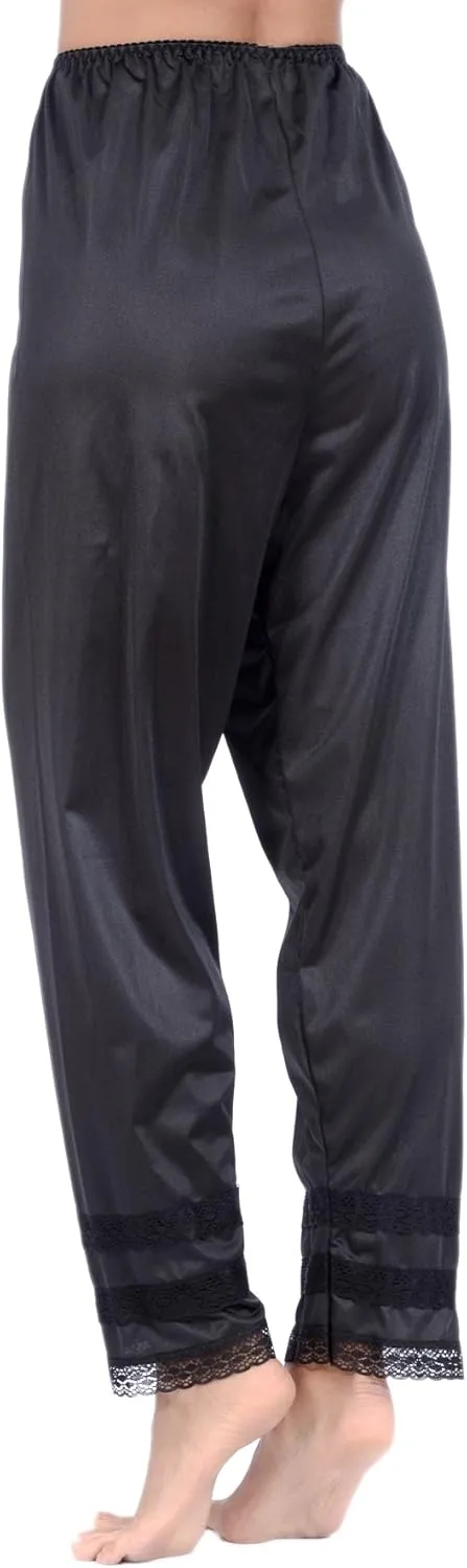Patricia Lingerie Women's Silky Soft Satin Polyester Snip-it Pant Slip with Cushioned Elastic Waistband and Lace Trim
