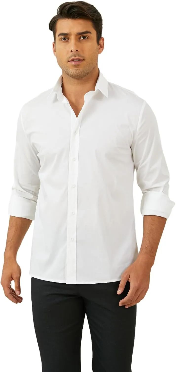 Percle Men's Wrinkle Free Dress Shirts Slim Fit Wedding Formal Button Down Shirt Casual Business Shirts