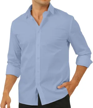 Percle Men's Wrinkle Free Dress Shirts Slim Fit Wedding Formal Button Down Shirt Casual Business Shirts