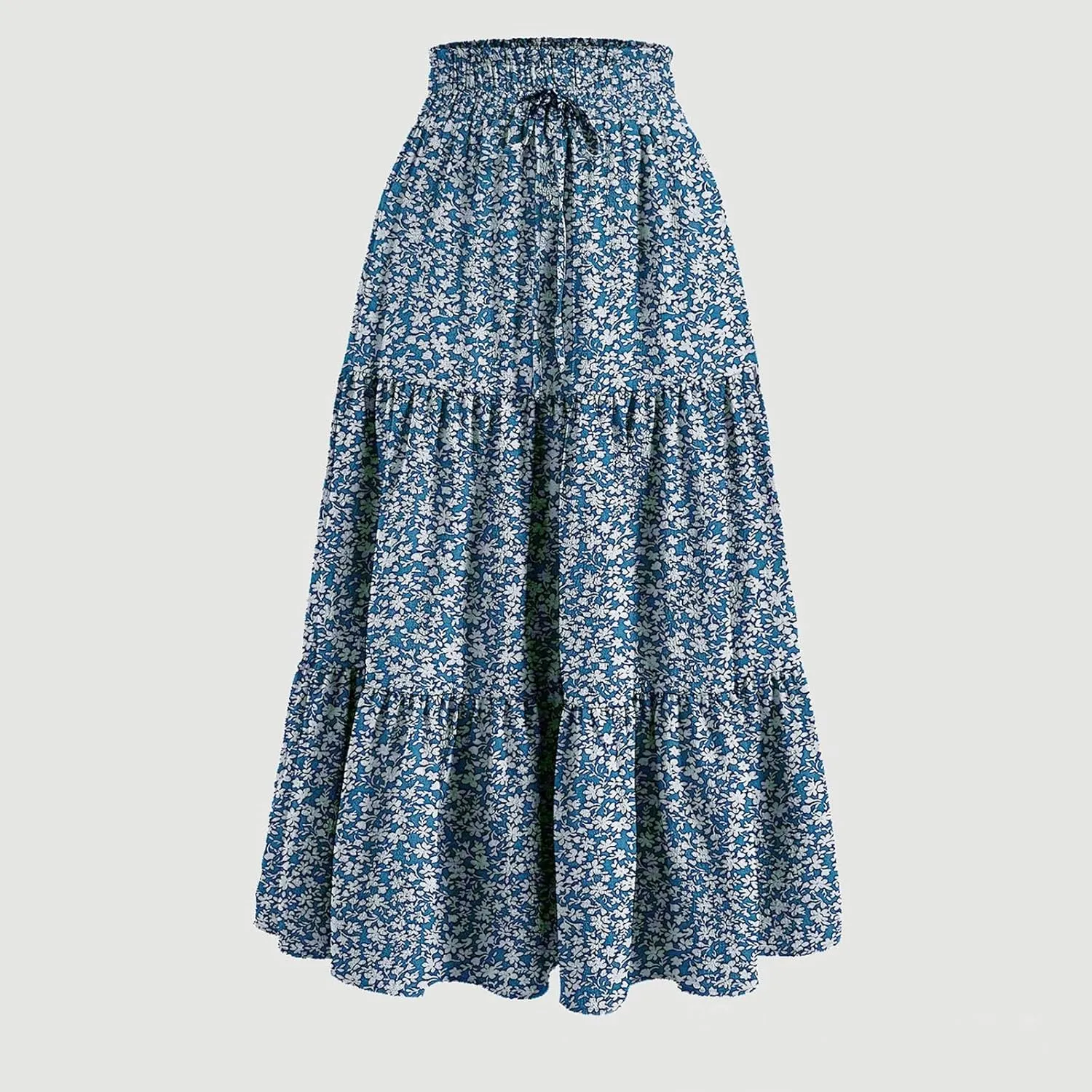 Petite Midi Skirt Maxi Spring Flowy Boho Comfy Tiered Western Pleated Midi Skirts for Women