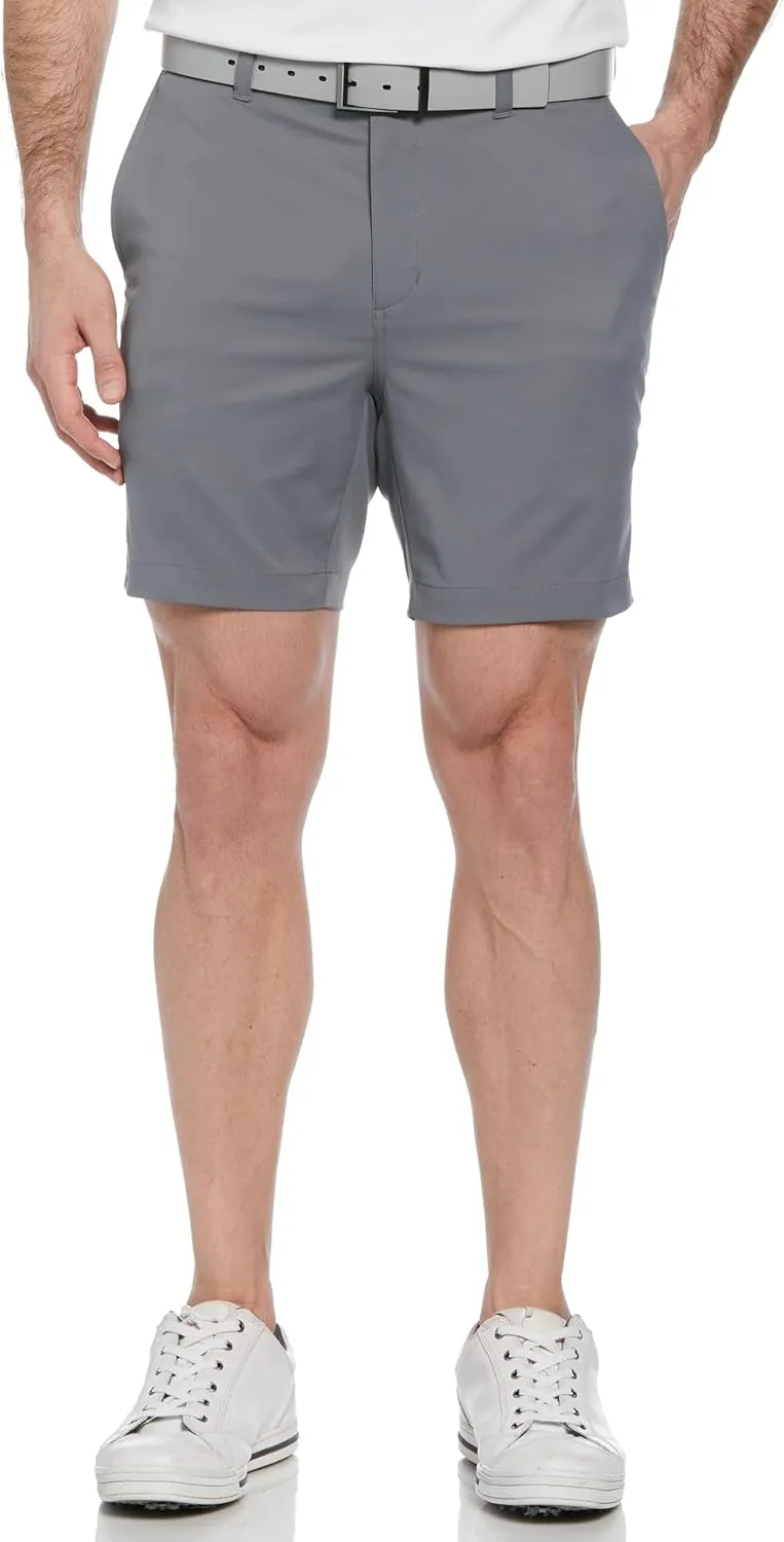 PGA TOUR Men's 7 Flat Front Performance Golf Shorts with Stretch Active Waistband, Moisture-Wicking, Sun Protection