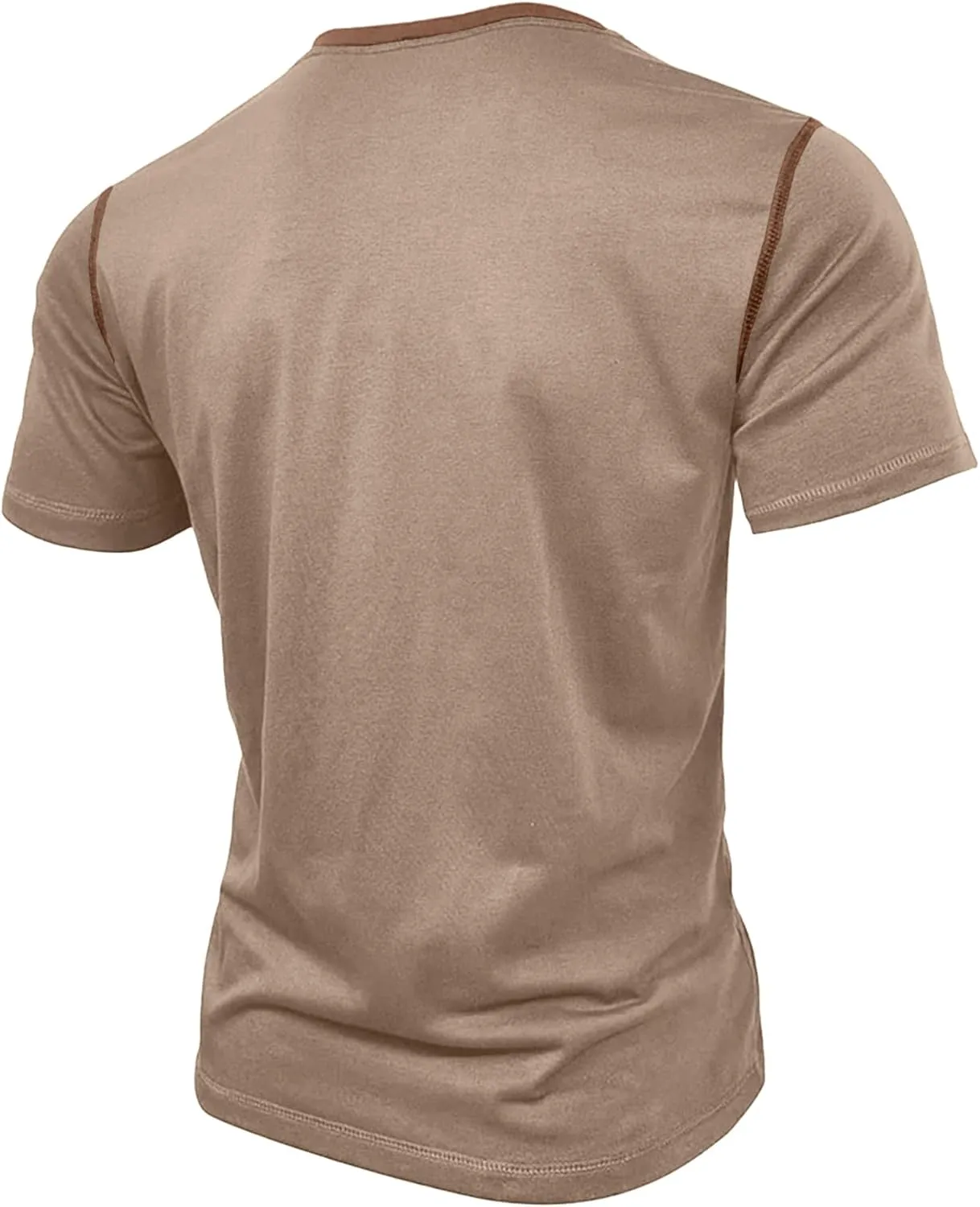 PLEPAN Mens Henley Shirts Crewneck Short Sleeve Casual Cotton T-Shirts with Contrast Color Collar