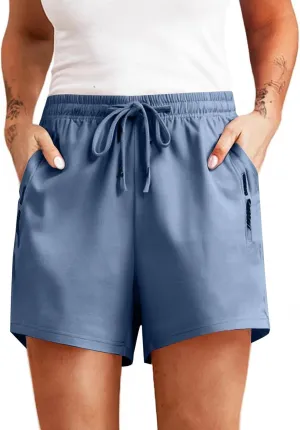 Plus Size Running Shorts for Women Summer Quick Drying Sportswear Athletic Casual Solid Elastic Waist Pants