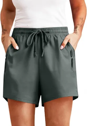 Plus Size Running Shorts for Women Summer Quick Drying Sportswear Athletic Casual Solid Elastic Waist Pants