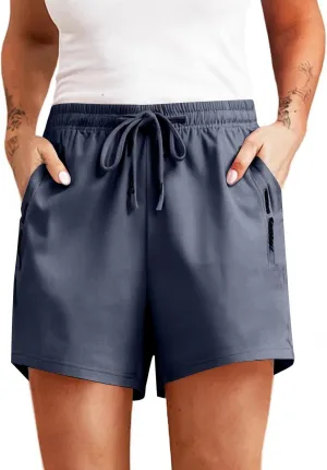 Plus Size Running Shorts for Women Summer Quick Drying Sportswear Athletic Casual Solid Elastic Waist Pants