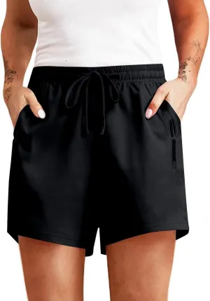 Plus Size Running Shorts for Women Summer Quick Drying Sportswear Athletic Casual Solid Elastic Waist Pants