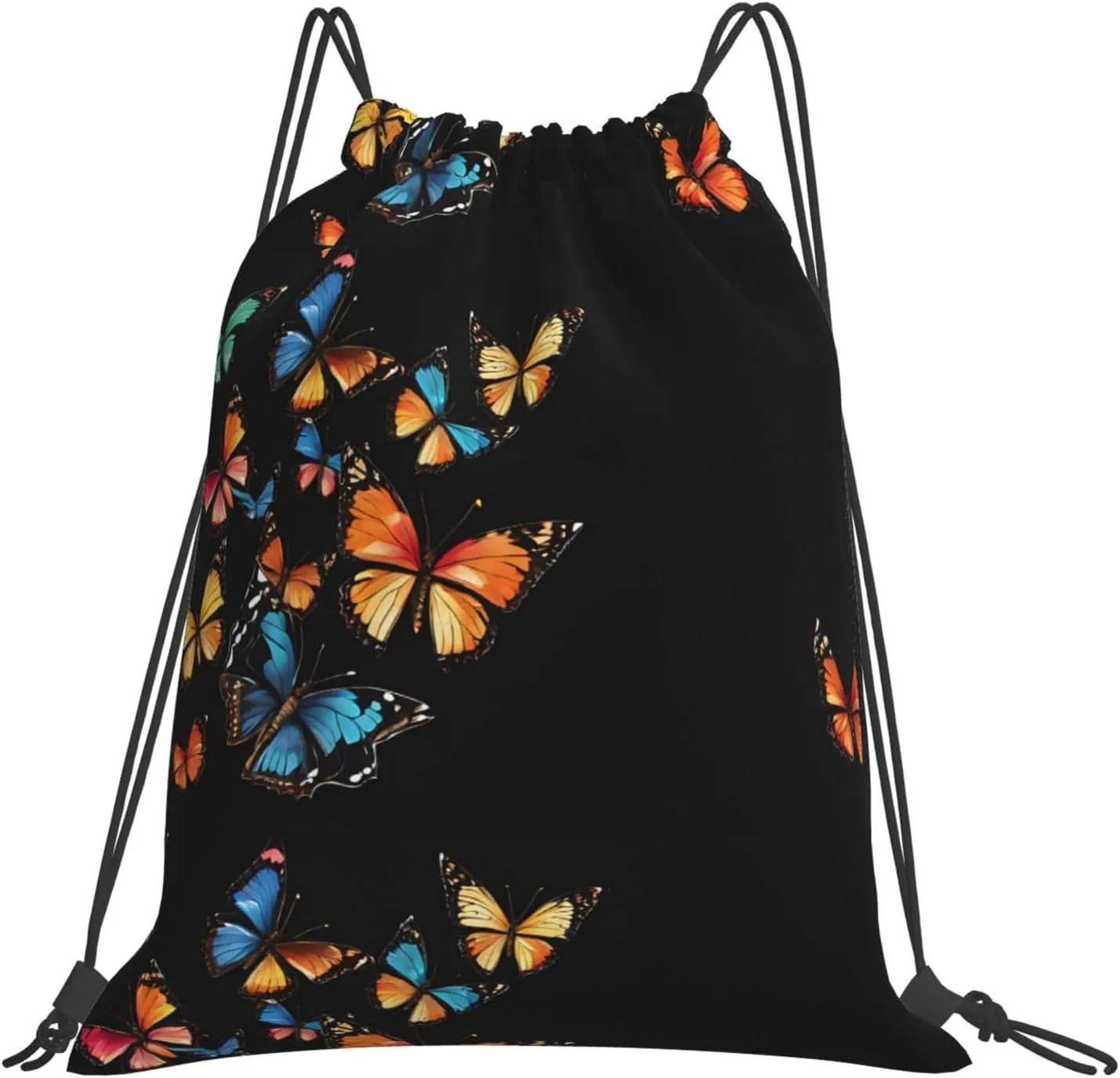 (Pretty Butterfly) Drawstring Backpack Drawstring Gym Bag Foldable Water Drawstring Bags Draw String Back Bag For Shopping Sport Yoga Travel, Swimming, Beach