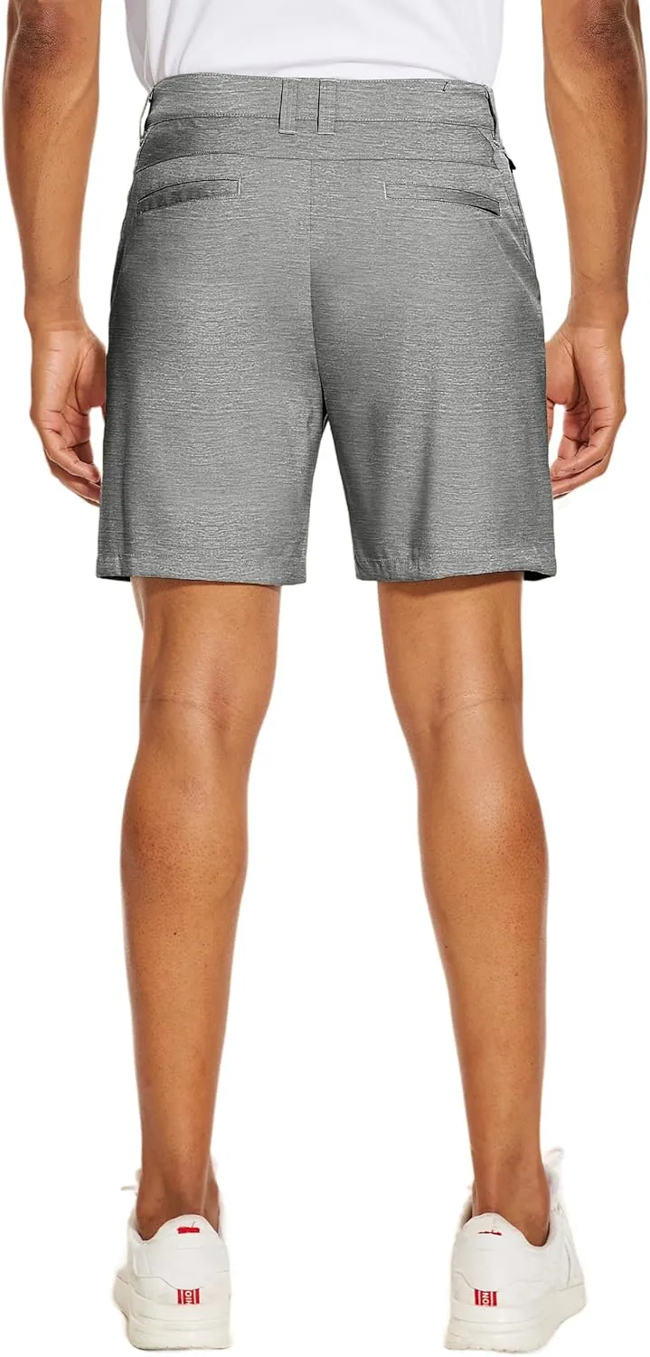 PULI Men's Golf Dress Shorts Flat Front Hybrid 7 Inch Lightweight Quick Dry Chino Casual with Pockets