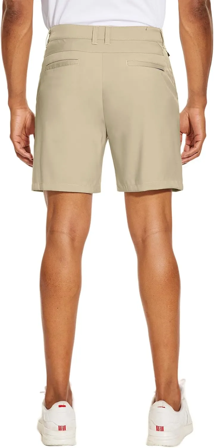 PULI Men's Golf Dress Shorts Flat Front Hybrid 7 Inch Lightweight Quick Dry Chino Casual with Pockets