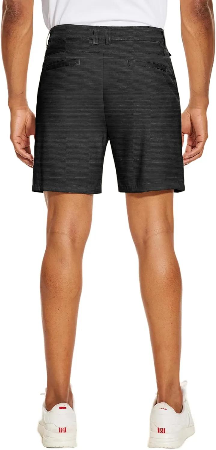 PULI Men's Golf Dress Shorts Flat Front Hybrid 7 Inch Lightweight Quick Dry Chino Casual with Pockets