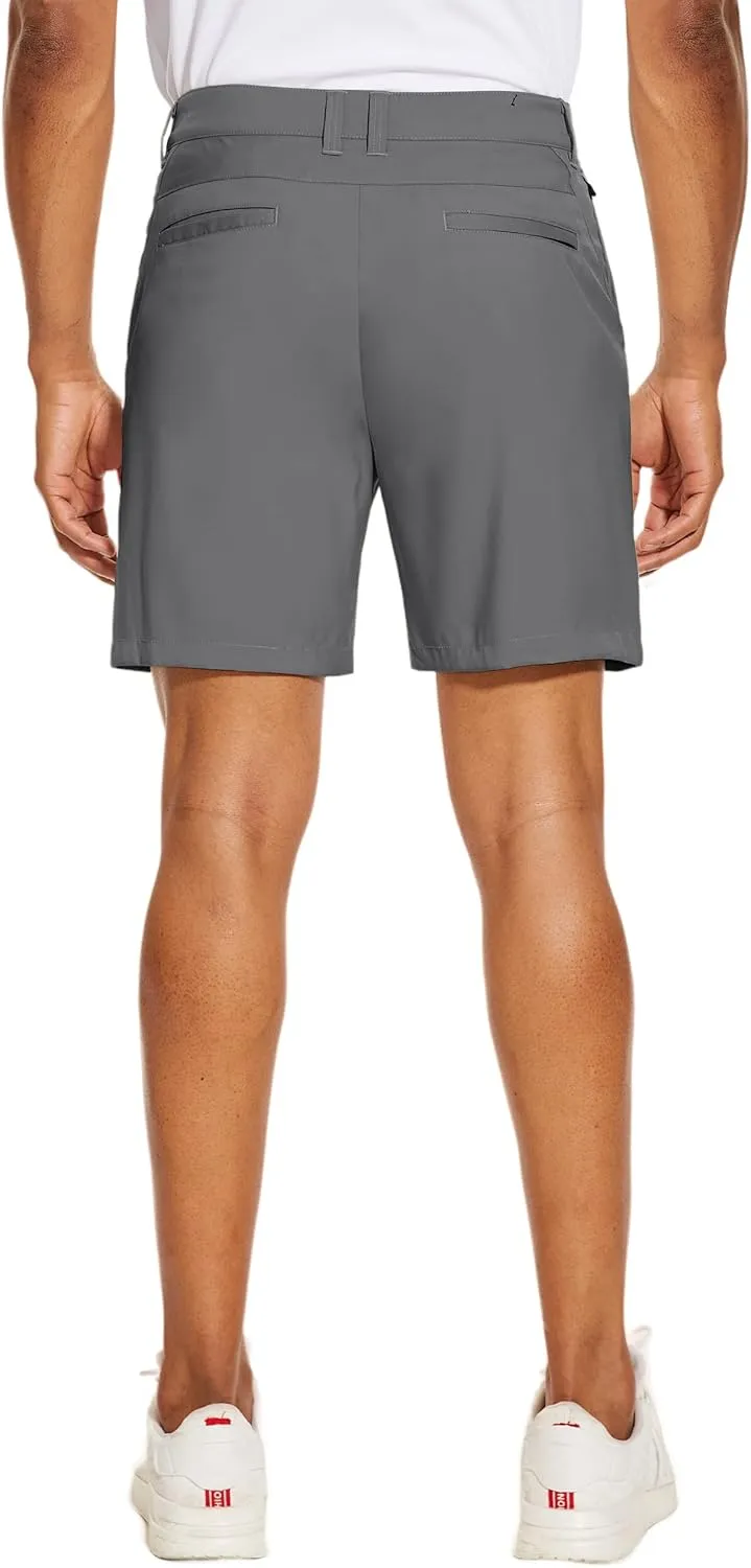 PULI Men's Golf Dress Shorts Flat Front Hybrid 7 Inch Lightweight Quick Dry Chino Casual with Pockets