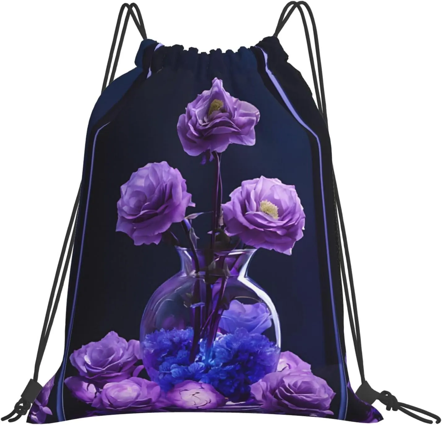 (Purple Beauty Butterfly) Drawstring Backpack Drawstring Gym Bag Foldable Water Drawstring Bags Draw String Back Bag For Shopping Sport Yoga Travel, Swimming, Beach