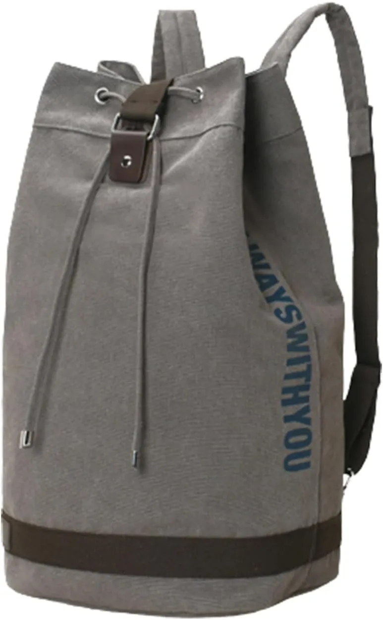 QQLADY Large Capacity Drawstring BackpackOutdoor Sports Drawstring Bucket Bag (grey,L)