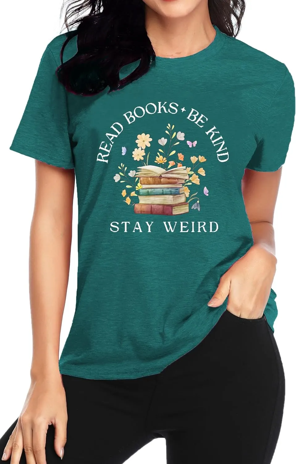 Read Shirt for Womens Read Books Be Kind Stay Weird Print Tshirt Funny Bookworm T-Shirt Read Tee