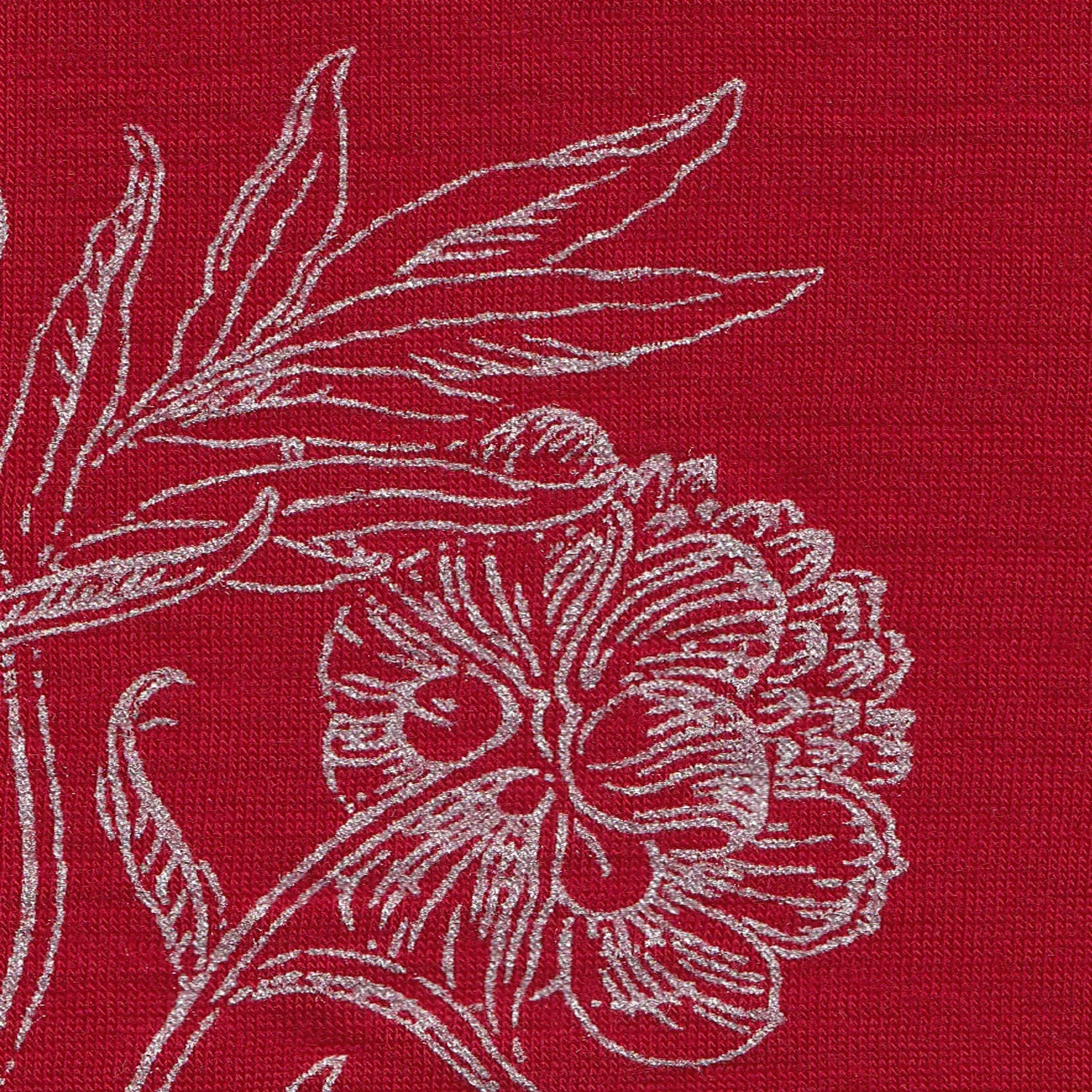 Red hobo length peony print merino fingerless gloves