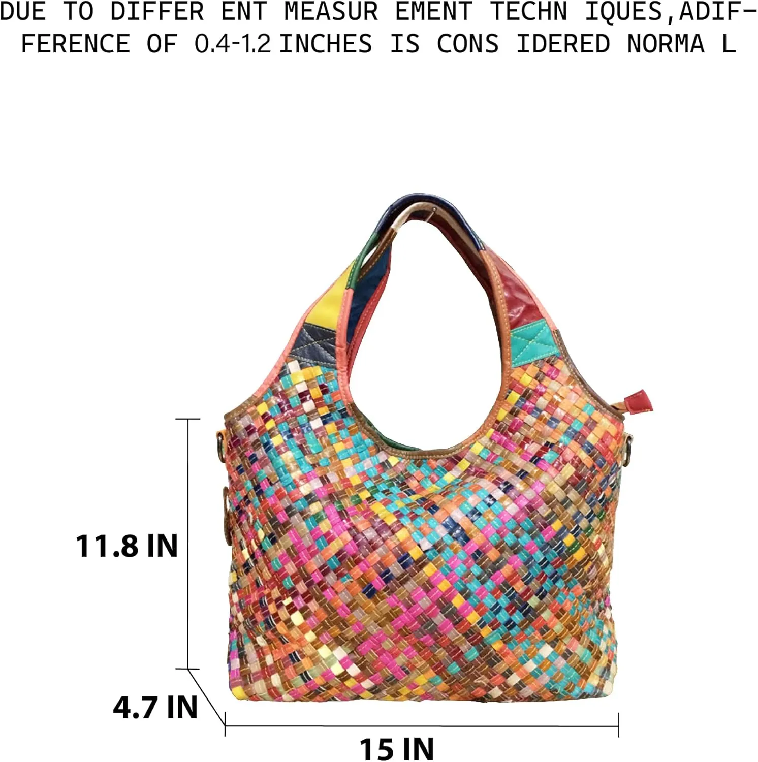 Riutiru Women's Mosaic Style Genuine Leather Handwoven Unique Style Diagonal Shoulder Handbag