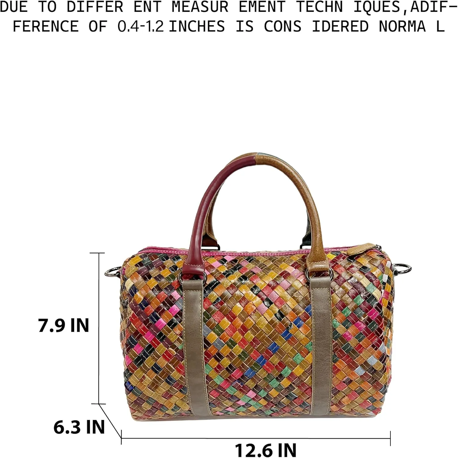 Riutiru Women's Mosaic Style Genuine Leather Handwoven Unique Style Diagonal Shoulder Handbag