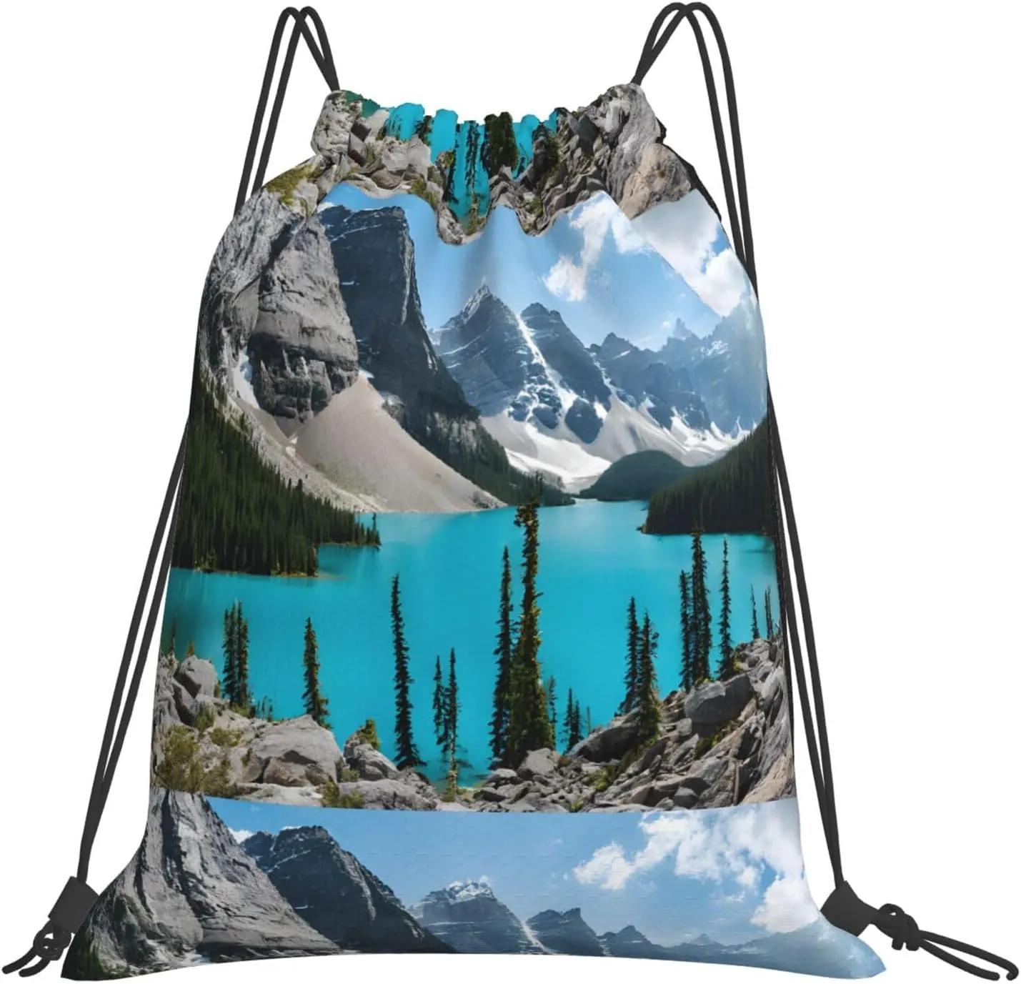 (Rocky Mountains) Drawstring Backpack Drawstring Gym Bag Foldable Water Drawstring Bags Draw String Back Bag For Shopping Sport Yoga Travel, Swimming, Beach