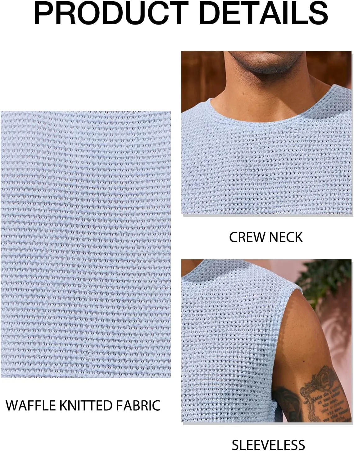 Runcati Mens Waffle Tank Tops Sleeveless T-Shirts Athletic Muscle Summer Beach Hippie Shirts