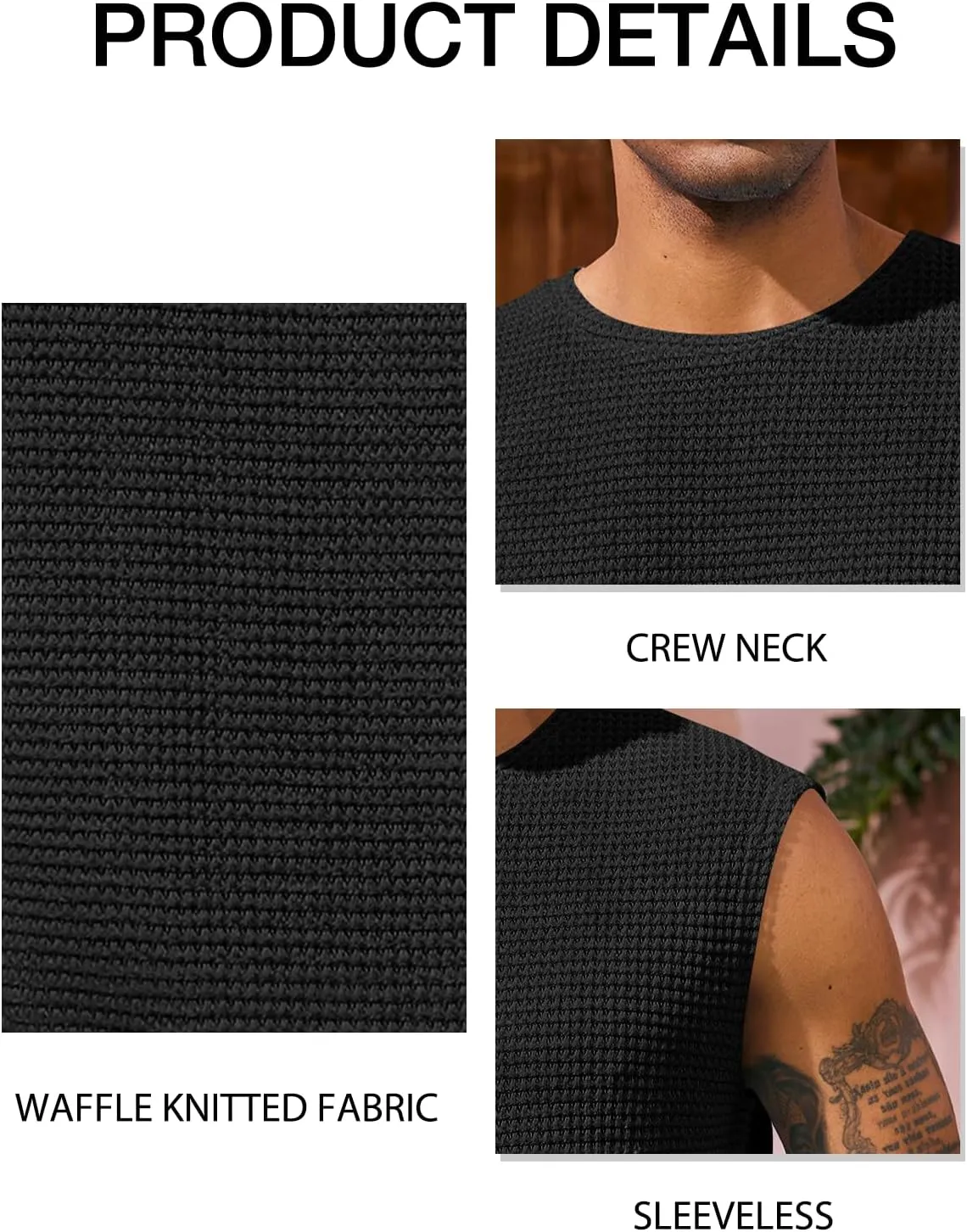 Runcati Mens Waffle Tank Tops Sleeveless T-Shirts Athletic Muscle Summer Beach Hippie Shirts