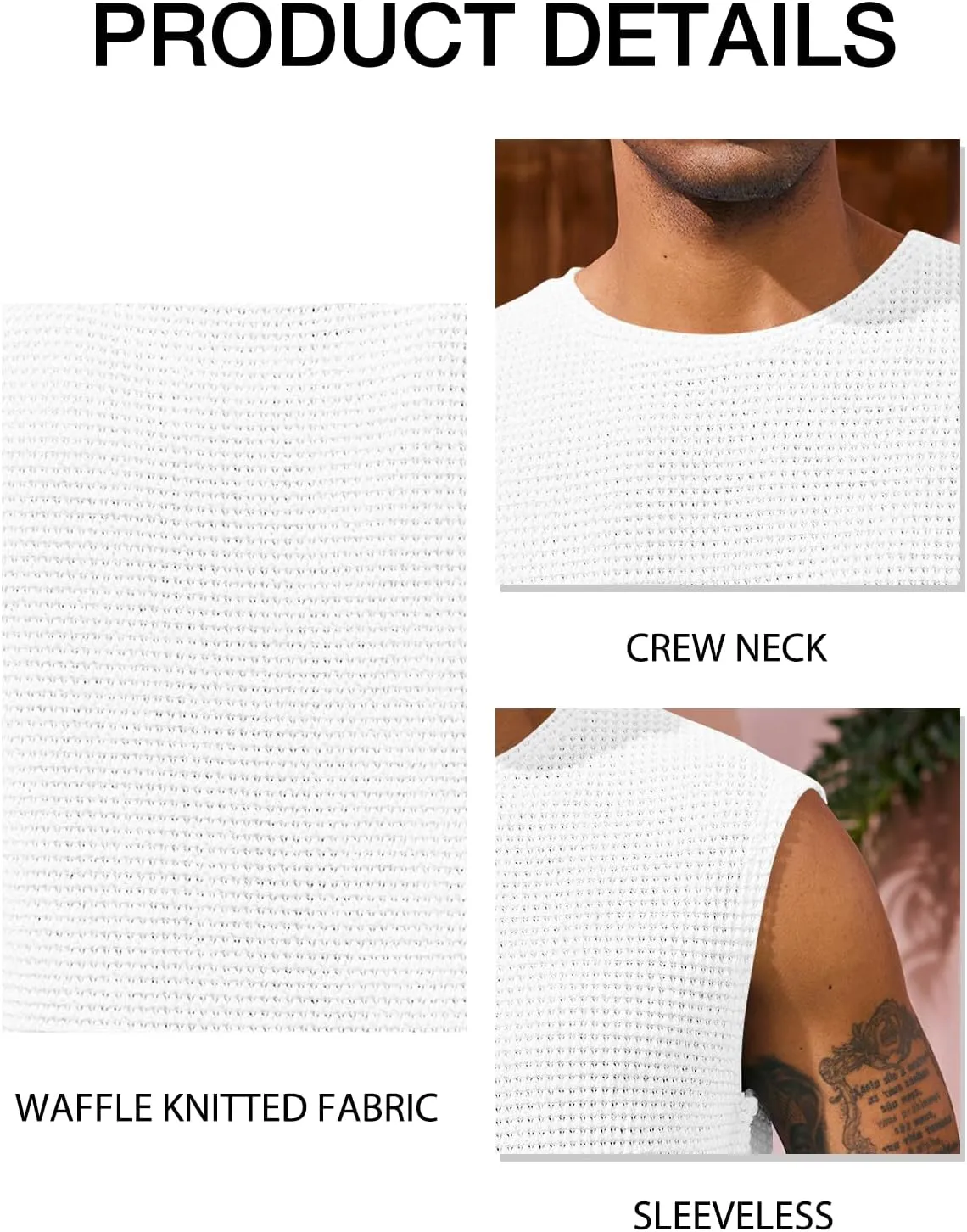 Runcati Mens Waffle Tank Tops Sleeveless T-Shirts Athletic Muscle Summer Beach Hippie Shirts