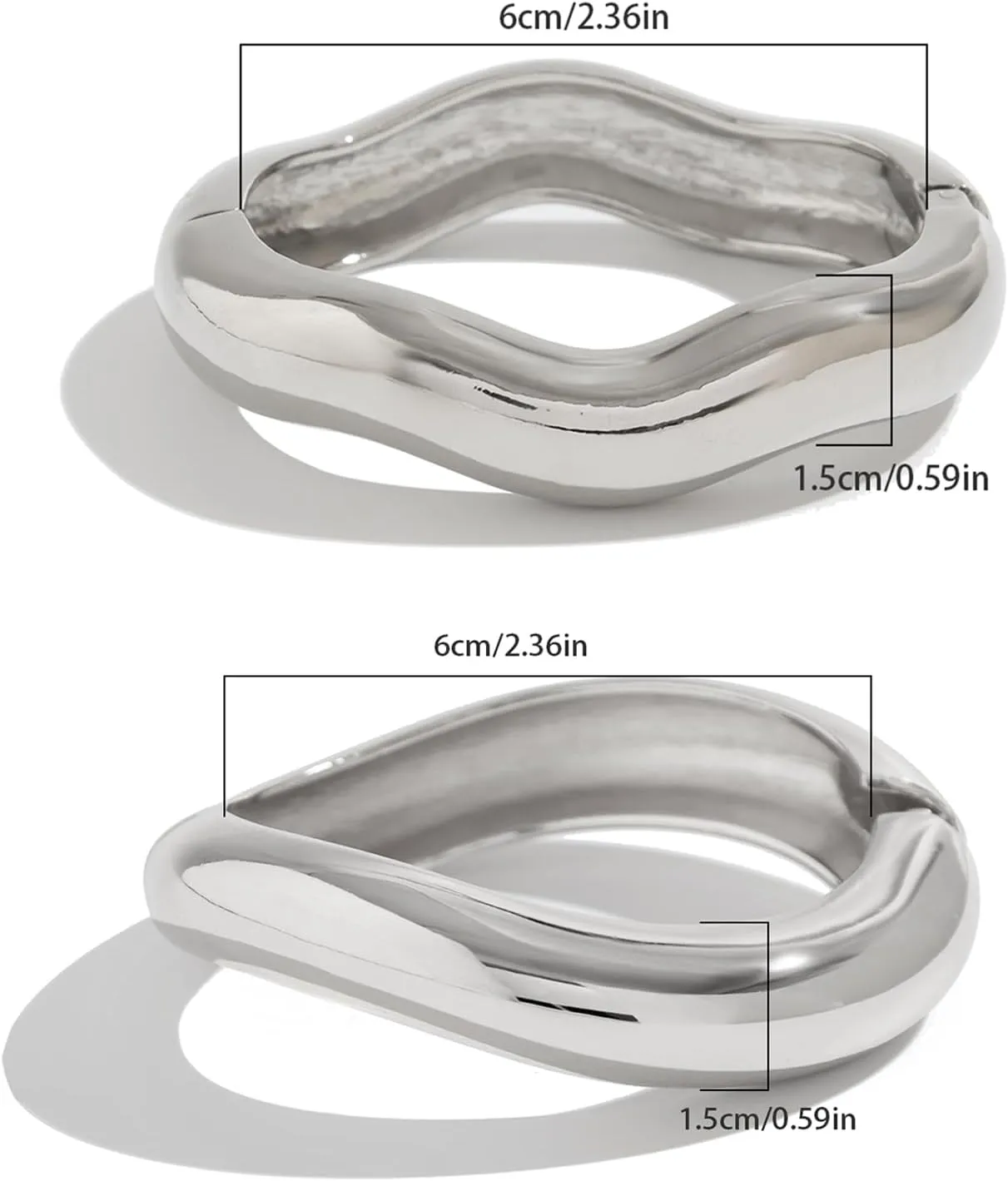 Salircon Gold Bangle Bracelets for Women Gold Wide Chunky Cuff Bracelets Trendy Hinged Cuff Open Wide Chunky Bracelet Irregular Minimalist Cuff Jewelry
