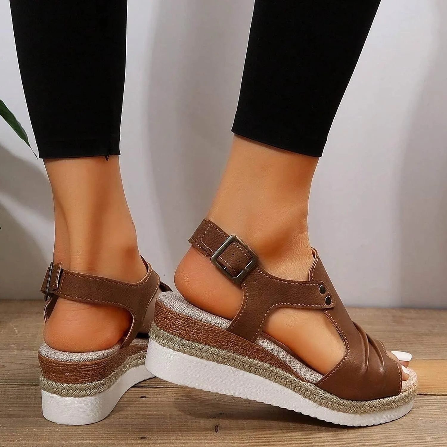 Sandals for Women 2024 Open Toe Wedge Espadrilles for Women Ankle Strap Orthopedic Dressy Summer Platform Sandals
