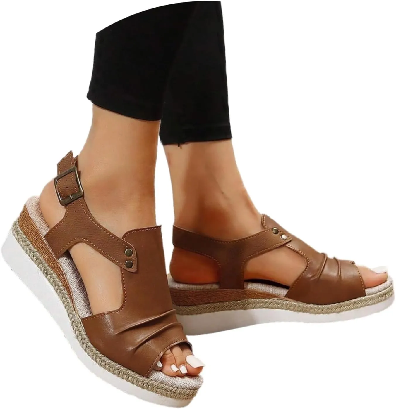 Sandals for Women 2024 Open Toe Wedge Espadrilles for Women Ankle Strap Orthopedic Dressy Summer Platform Sandals