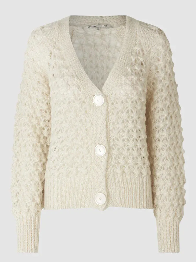 Second Female Ilanka Knit Cardigan Dark Chalk