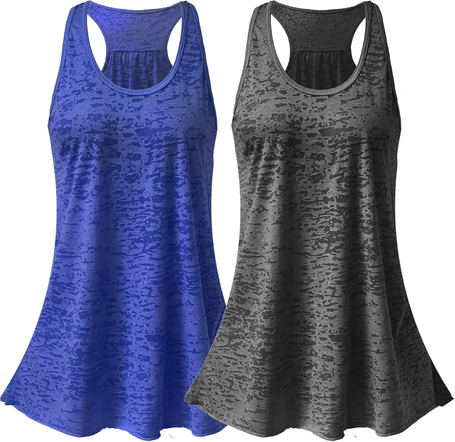 SepiMeli Bundle of 2 Racerback Tank Top Flowy Triblend Regular and Plus Sizes for Women 2 Pack