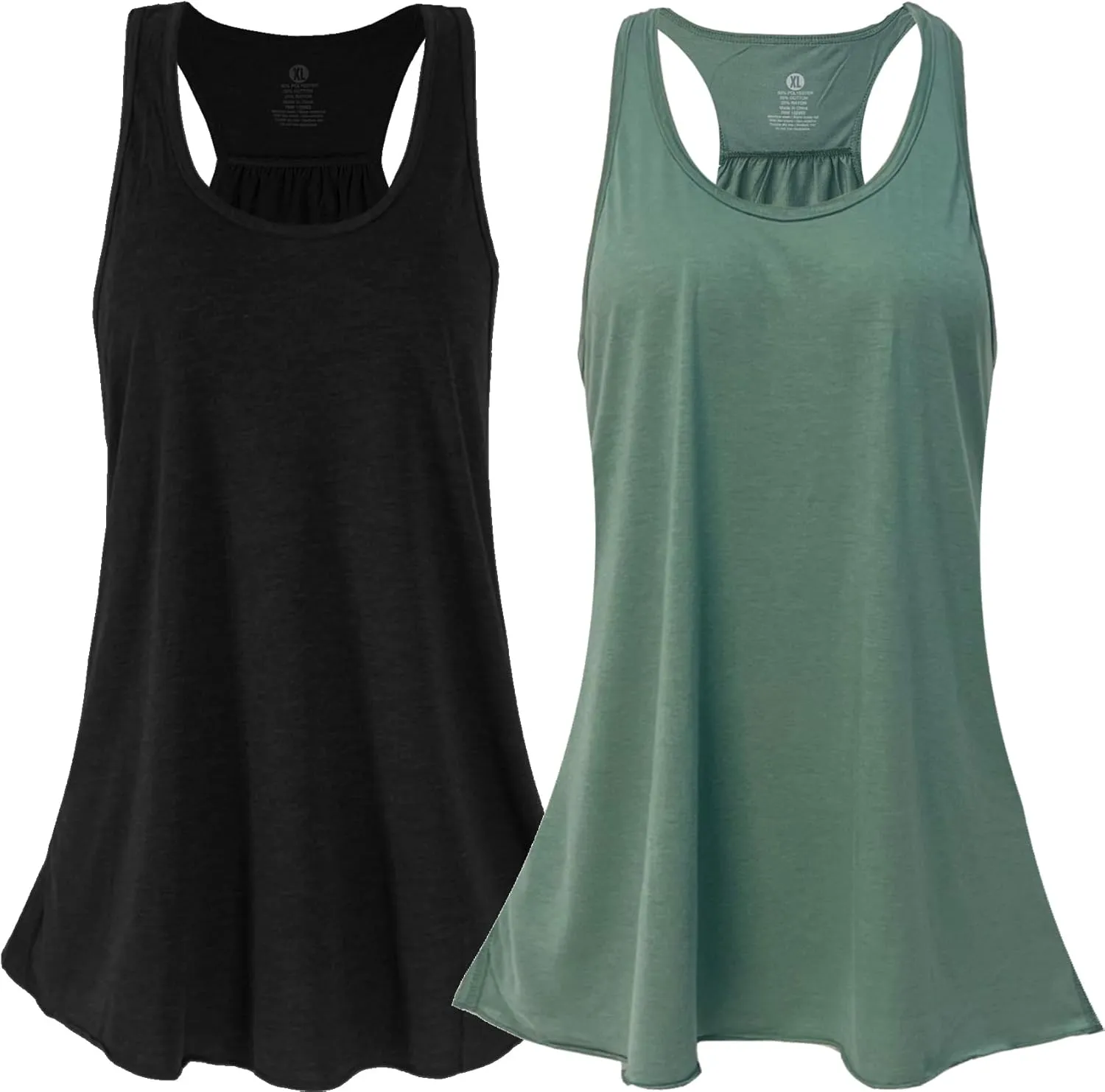SepiMeli Bundle of 2 Racerback Tank Top Flowy Triblend Regular and Plus Sizes for Women 2 Pack