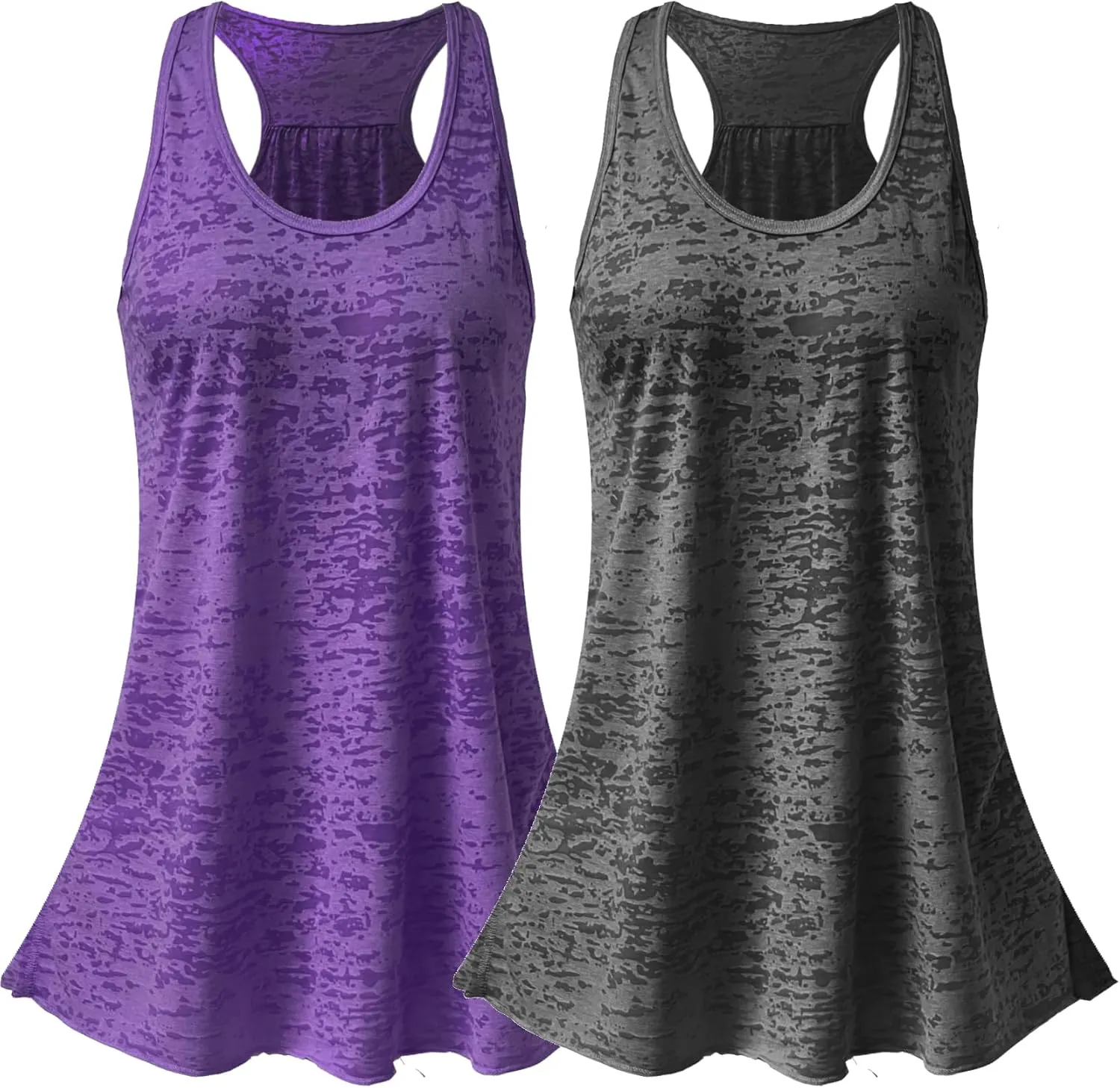 SepiMeli Bundle of 2 Racerback Tank Top Flowy Triblend Regular and Plus Sizes for Women 2 Pack
