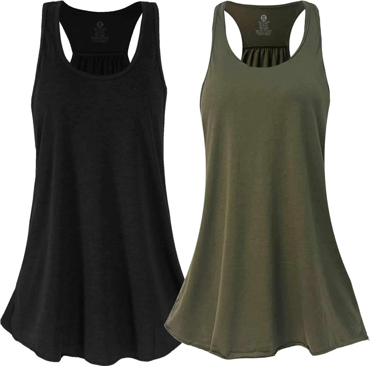 SepiMeli Bundle of 2 Racerback Tank Top Flowy Triblend Regular and Plus Sizes for Women 2 Pack