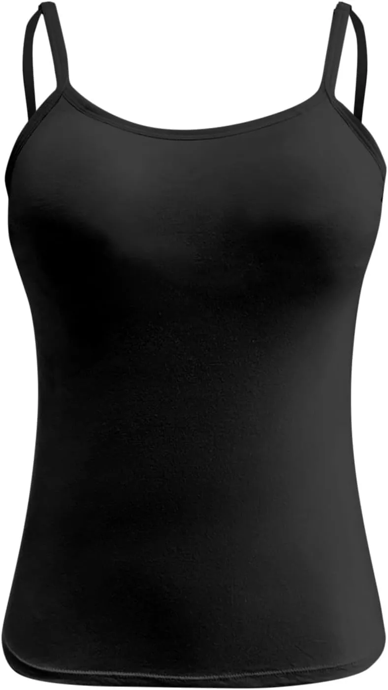 Shelf Bra Tank Tops for Women Adjustable Spaghetti Strap Yoga Shirts Basic Padded Tank Tops Undershirts Built in Bra