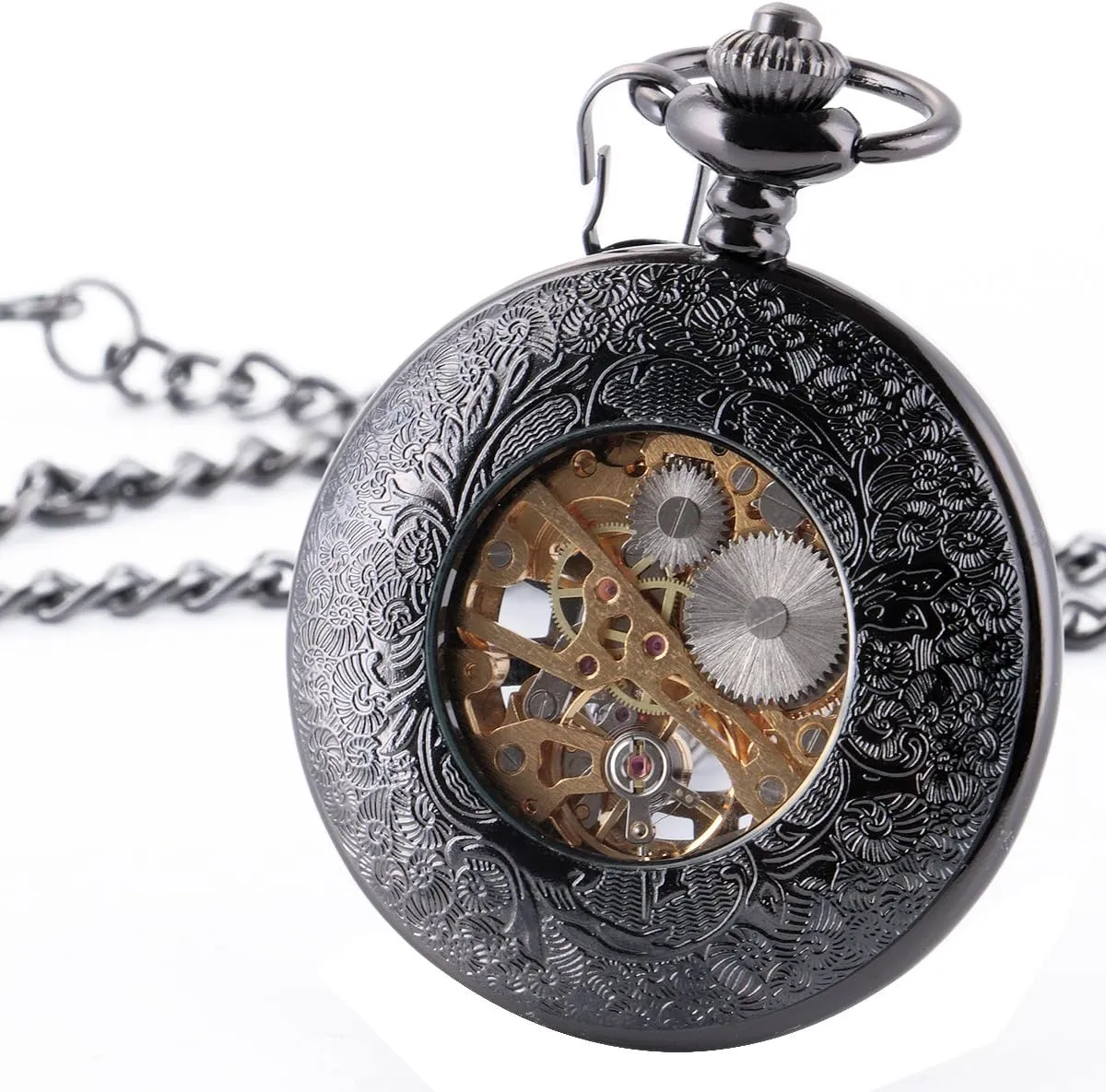 SIBOSUN Mechanical Pocket Watch for Men Pocket Watch with Chain Steampunk Skeleton Antique Men Women Pocket Watches
